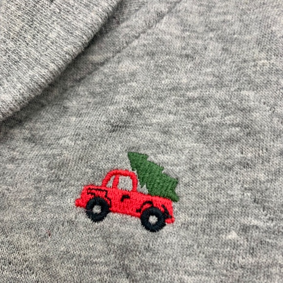 New Carter’s Baby Boy Christmas embroidered red truck/ gray button up Cardigan - Picture 2 of 12